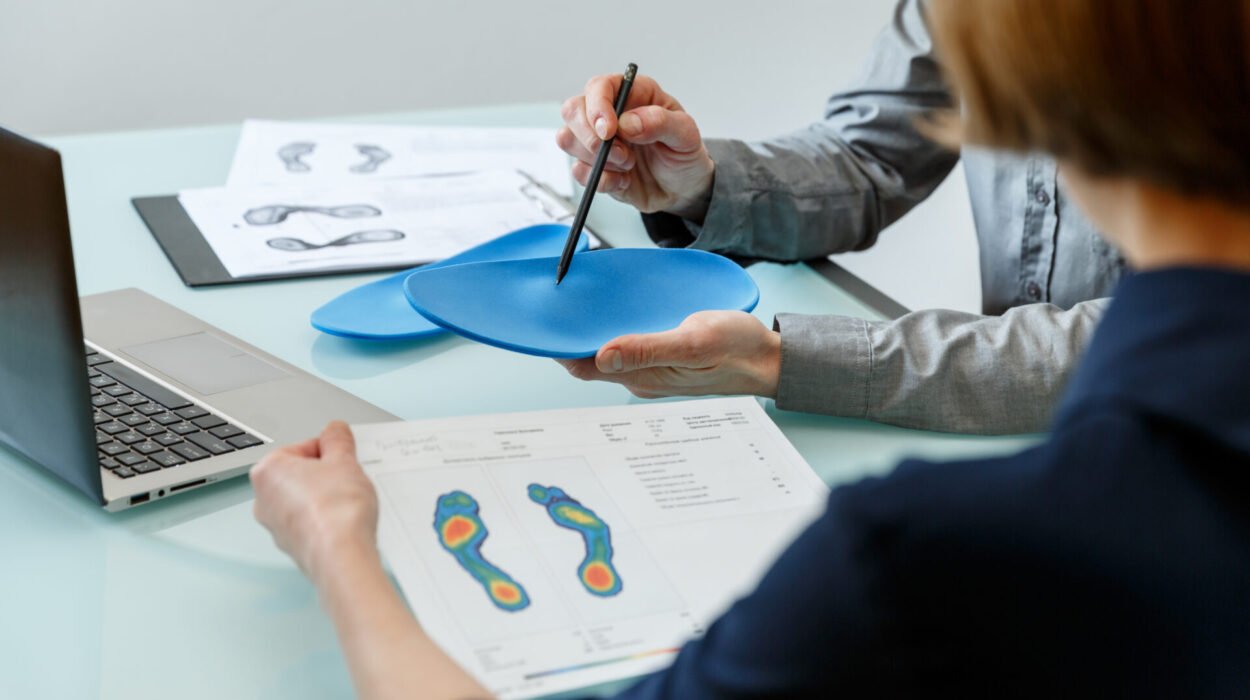 medico que consulta al paciente sobre plantillas ortopedicas personalizadas en una clinica para un ajuste personalizado concepto de medicina recreativa de pies