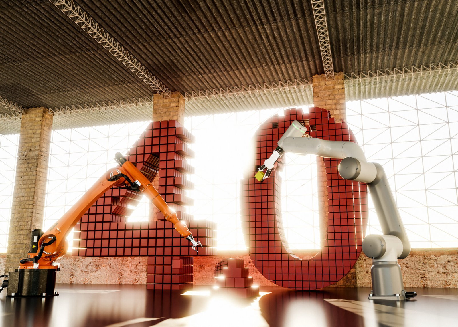3d rendering industry 40 concept