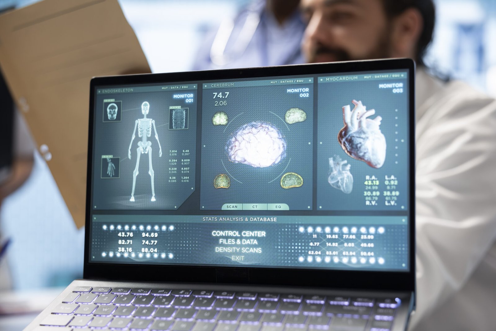 hospital staff examine cardiovascular x ray results discuss treatment option